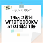 삼성 그랑데 WF19T6000KW, 19kg 세탁기 5가지 핵심 기능